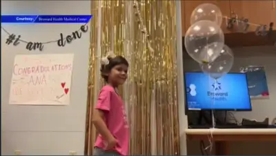 6-year-old rings ceremonial bell to mark end of cancer treatment at Broward Health